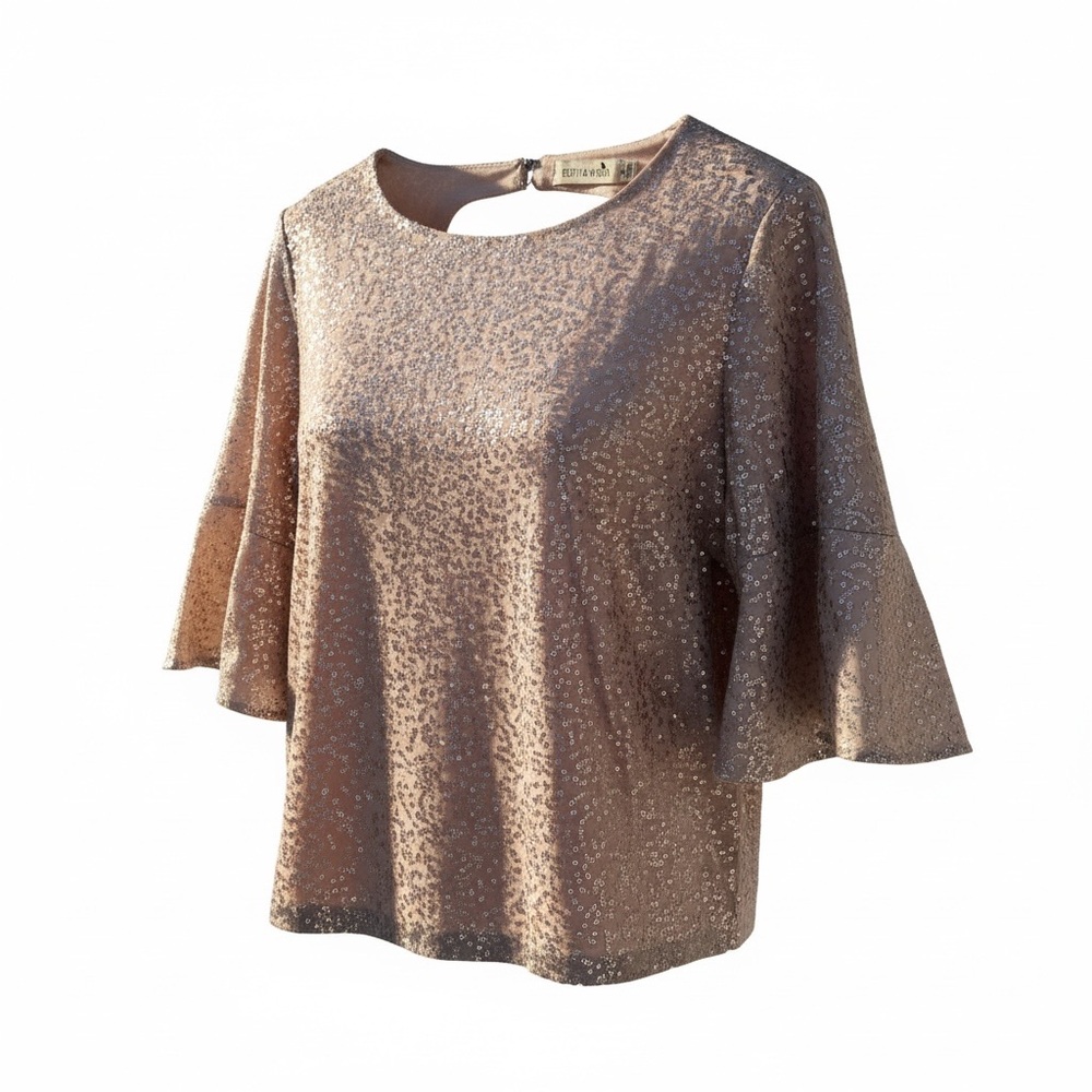 Anthropologie Gold Sequin Blouse